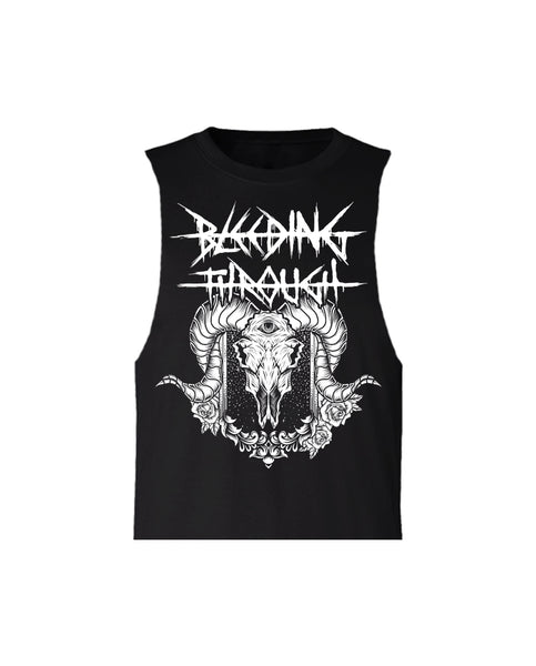 BT "GOAT SKULL" Women's Custom Cut Crop Muscle Tee